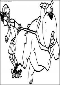 American Dragon Jake Long Skate With Dog Free A4 Printable Coloring Page