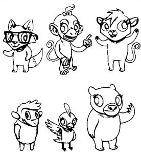 Animal Characters Coloring Page