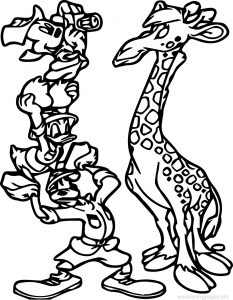 Animal Kingdom Safari Free Images Mickey Mouse And Friends Take Photo Giraffe Coloring Page