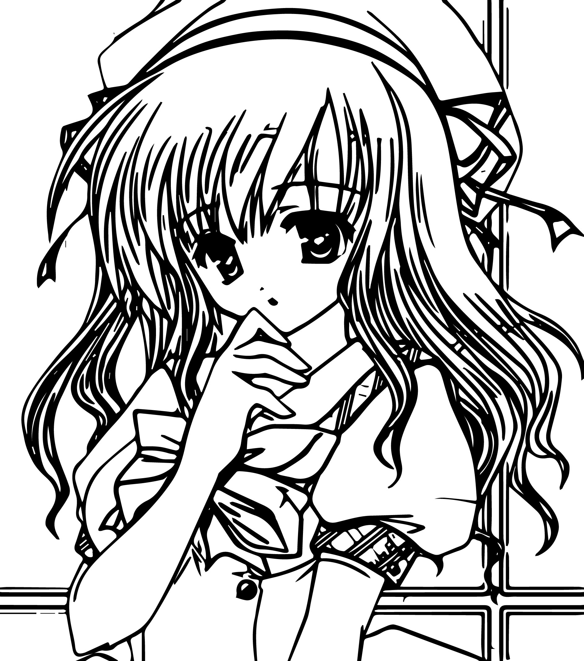 Anime Girl Very Very Cute Coloring Page | Wecoloringpage.com
