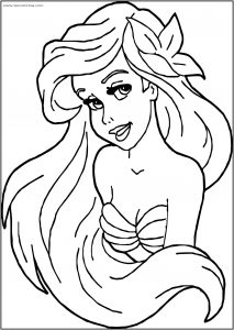 Ariel Mermaid Girl Free Printable Coloring Page