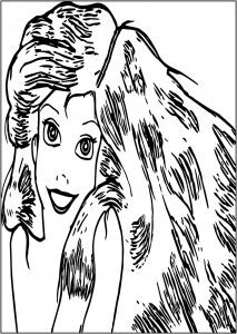 Ariel Mermaid Tall Hair Free Printable Coloring Page