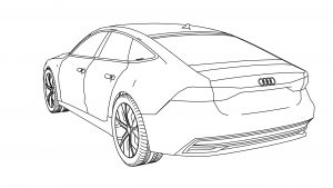 Audi A7 Back View Persp Coloring Page