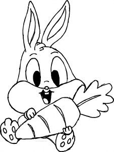 Baby Bugs Bunny Happy And Holding Carrot Coloring Page