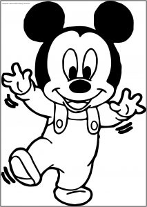 Baby Mickey Balance Free A4 Printable Coloring Page
