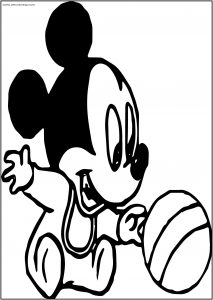 Baby Mickey Ball Free A4 Printable Coloring Page