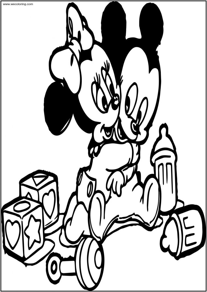 Baby Mickey Hug Minnie Free A4 Printable Coloring Page - Wecoloringpage.com