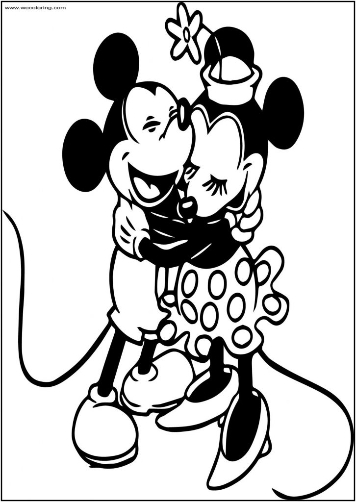 Baby Mickey Minnie Hug Free A4 Printable Coloring Page - Wecoloringpage.com