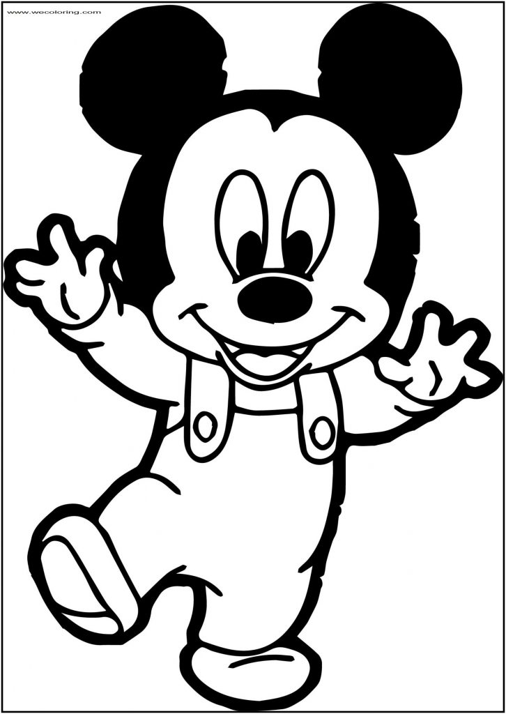 Baby Mickey Walking Free A4 Printable Coloring Page - Wecoloringpage.com