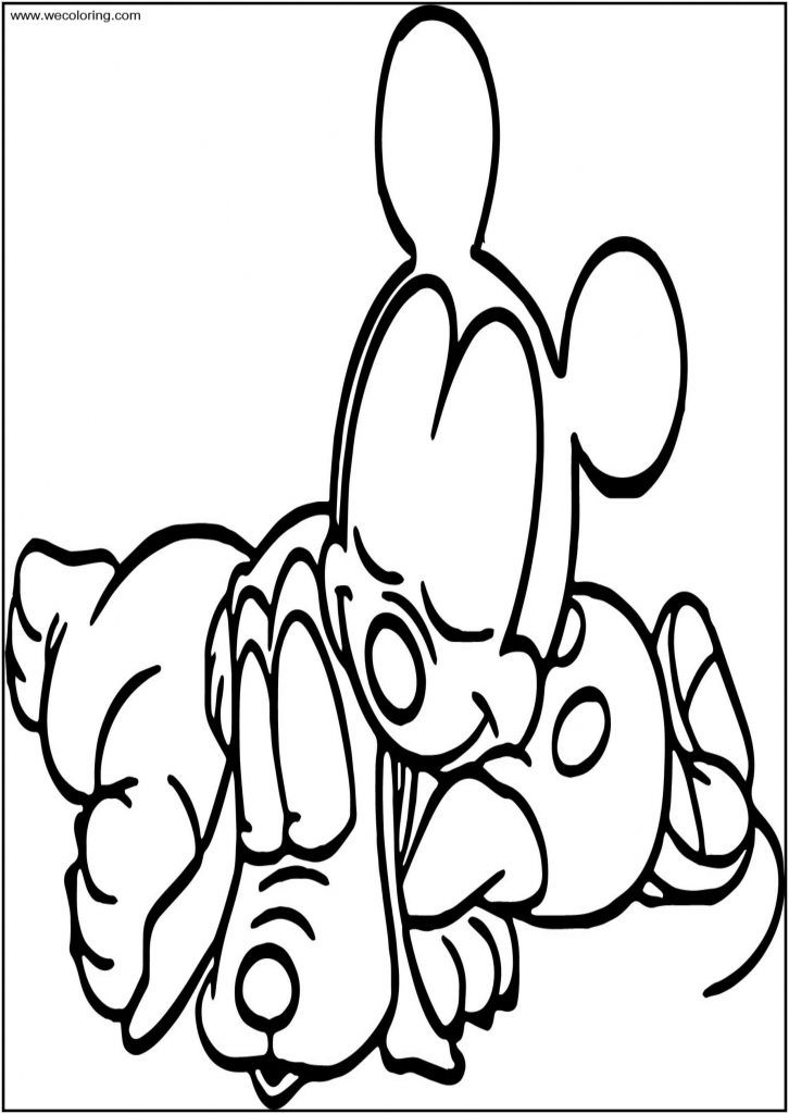 Baby Pluto And Mickey Free Printable Coloring Page - Wecoloringpage.com