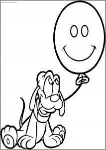 Baby Pluto Balloon Free Printable Coloring Page