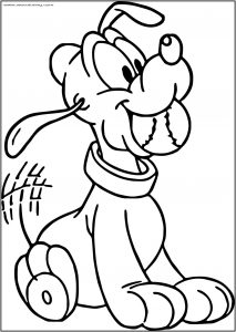 Baby Pluto Catch Ball Free Printable Coloring Page