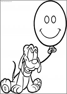 Baby Pluto Smile Balloon Free Printable Coloring Page