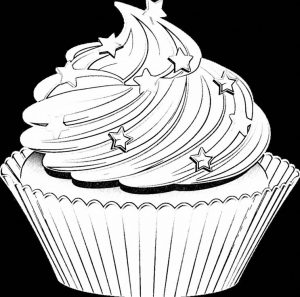 Background Black Cupcake Cup Cake Coloring Page 21