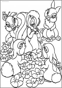 Bambi Flower Bunnies Free Printable Coloring Pages