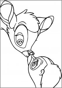Bambi Flower Kiss Free Printable Coloring Pages