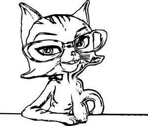 Cartoon Cat Thinking Images Coloring Page