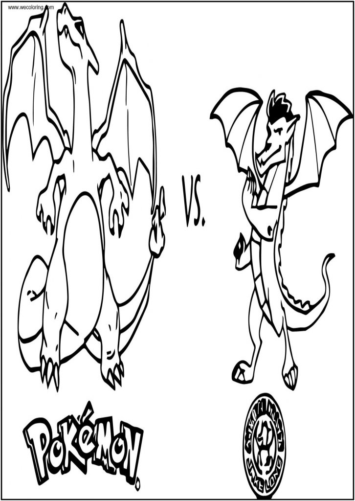 Charizard Vs American Dragon Jake Long Free A4 Printable Coloring Page