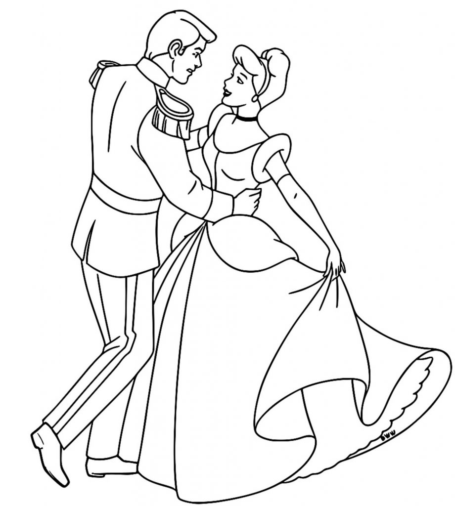 Cinderella And Prince Charming Coloring Pages 07 - Wecoloringpage.com