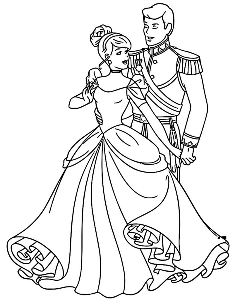 Cinderella And Prince Charming Coloring Pages 13 - Wecoloringpage.com