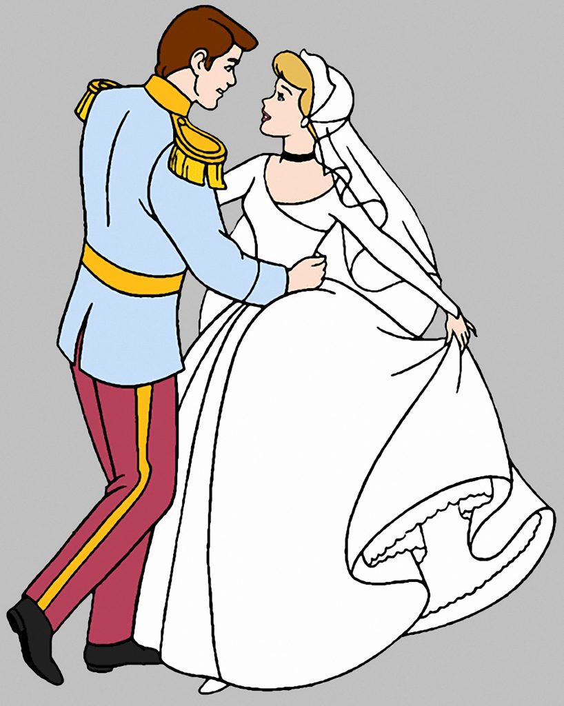 Cinderella and Prince Charming Coloring Pages 01 - Wecoloringpage.com