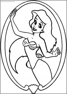 Circle Ariel Mermaid Free Printable Coloring Page