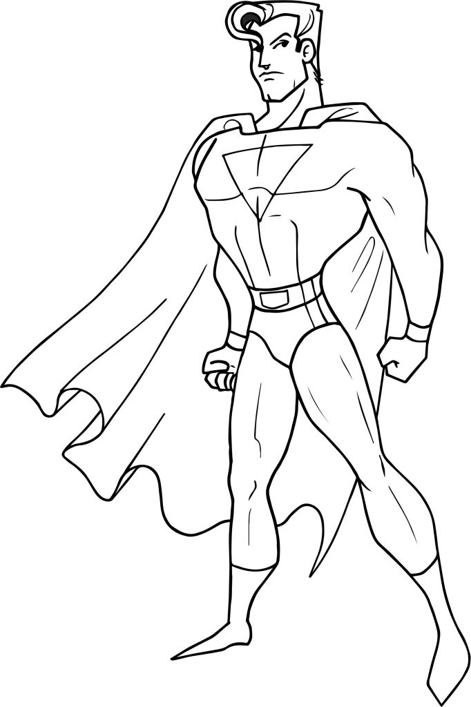 Comic superhero standing pose coloring page - Wecoloringpage.com