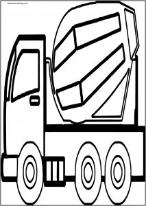 Construction Cement Truck Free A4 Printable Coloring Page