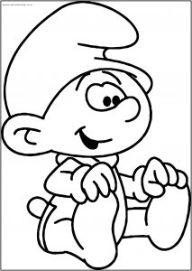 Cute Baby Smurf Fan Free Printable Coloring Page