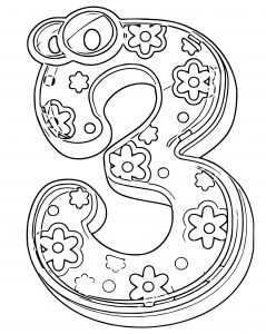 Cute Number Three Coloring Page