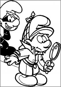 Detective Smurf Museum Mystery Free Printable Coloring Page