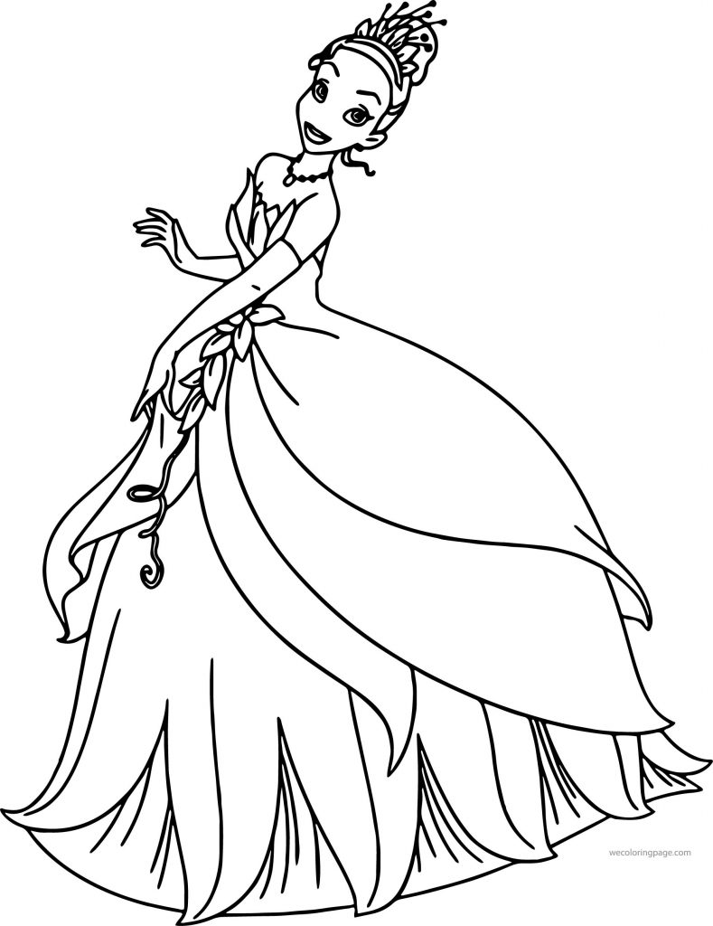 Disney The Princess And The Frog Flower Dress Tiana Coloring Page ...