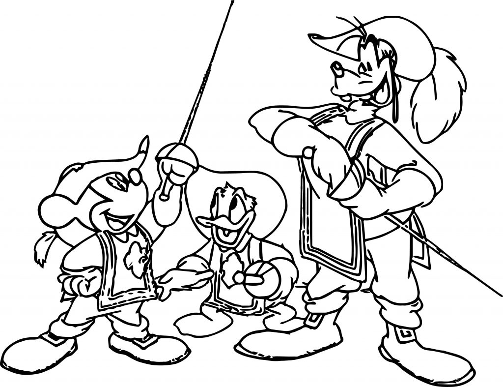 Disney The Three Musketeers Mickey Mouse Donald Duck And Goofy Coloring ...