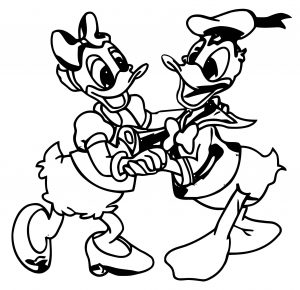 Donald Duck Daisy Duck Couple Dance Donald Duck Coloring Page