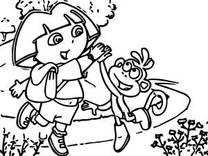 Dora And Monkey Clap Hands Coloring Page