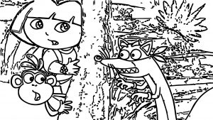 Dora And Monkey Hiding Coloring Page