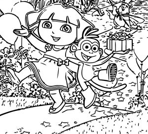 Dora Birthday Coloring Page