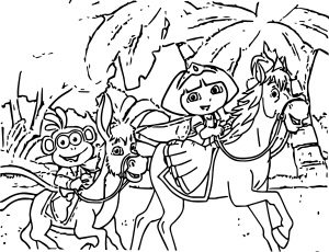 Dora's Knighthood Adventure Cartoon Coloring Page
