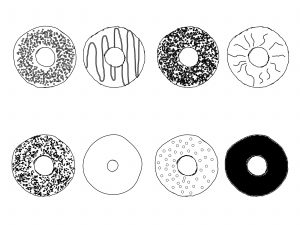 Eight Donut Top View Coloring Page