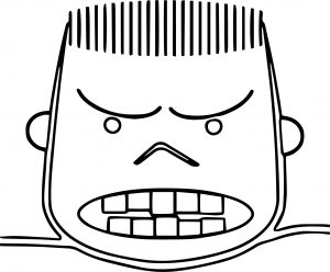 Face Angry Boy Outline Line Coloring Page (2)