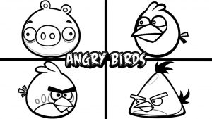 Four Angry Birds Coloring_page