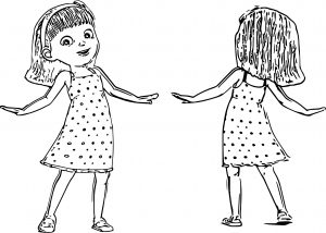 Front And Back View Cute Girl Coloring Page