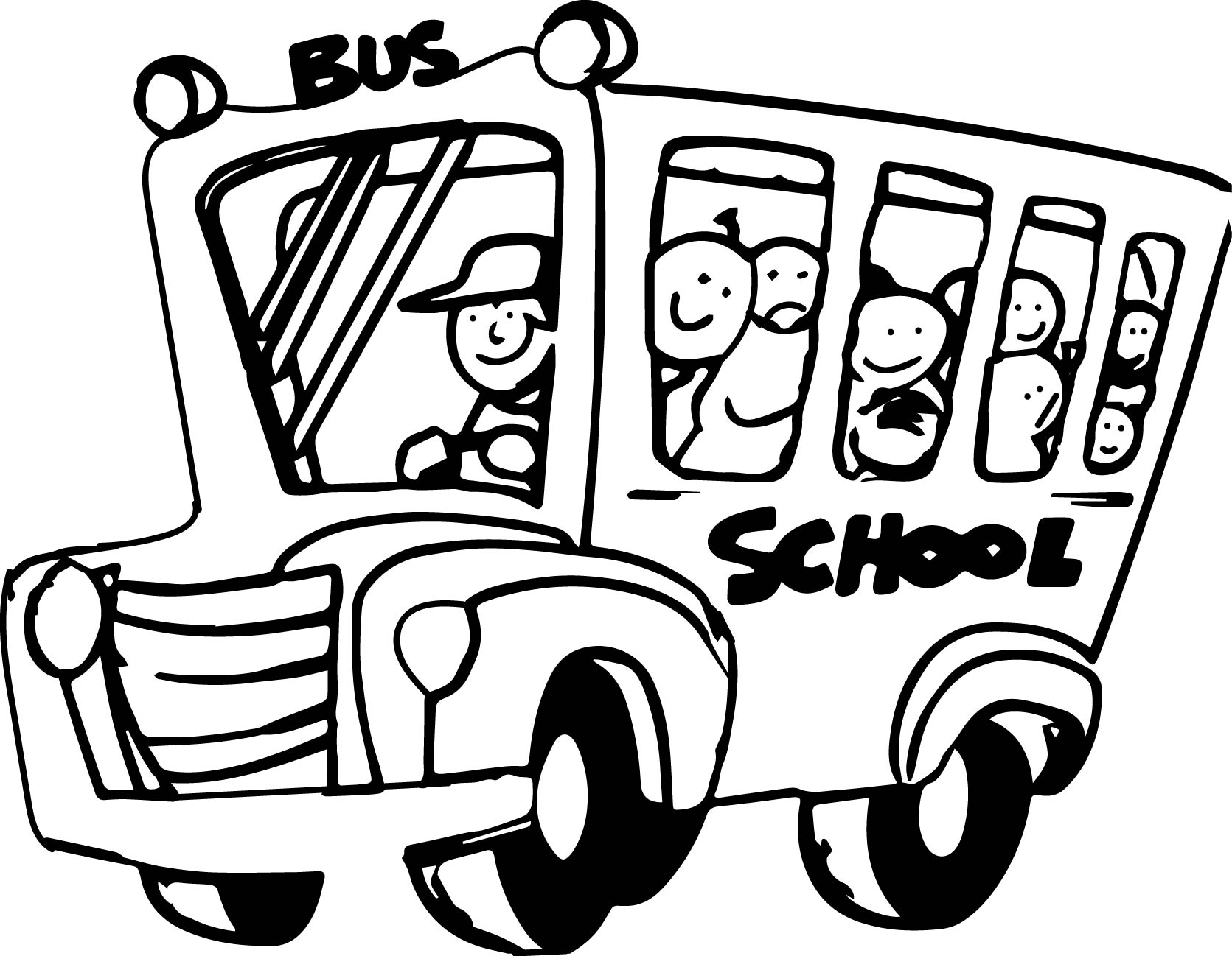 Funny Bus Kids Cartoon Wall Preschool Coloring Page | Wecoloringpage.com