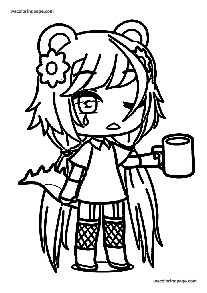 Gacha Life Coffee Girl Coloring Page - Wecoloringpage.com