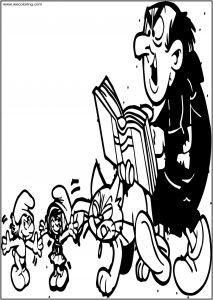 Gargamel Azrael Smurfette And Hefty Smurf Free Printable Coloring Page
