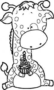Giraffe Cupcake Birthday Coloring Page