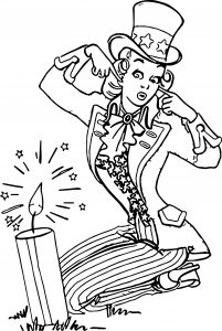 Girl celebration happy 4th july of cartoon coloring page