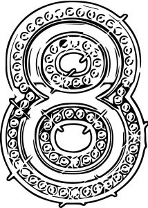 Gold And Number Eight Coloring Page