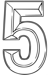 Gold Number Five Coloring Page
