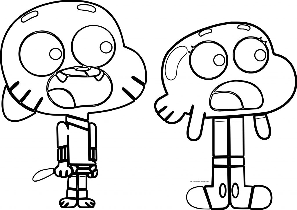 Gumball And Darwin Shocked Coloring Page - Wecoloringpage.com